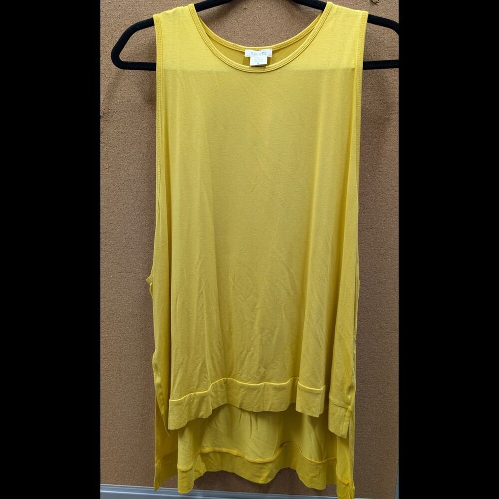 Yelete Mustard Sleeveless Tunic Top with Layered Hem